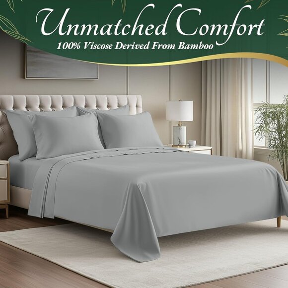 4- NIB Bamboo Sheets Full Size 4 pcs-Ultra Soft & Luxuriously Cooling, 17" Deep - Picture 1 of 7